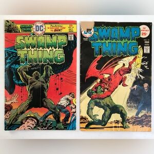 Vintage 1975 Swamp Thing #19 Nestor Renondo & #15 Super Stars DC Comic Books
